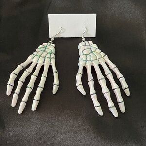 Large Hanging Skeleton Hand Earrings